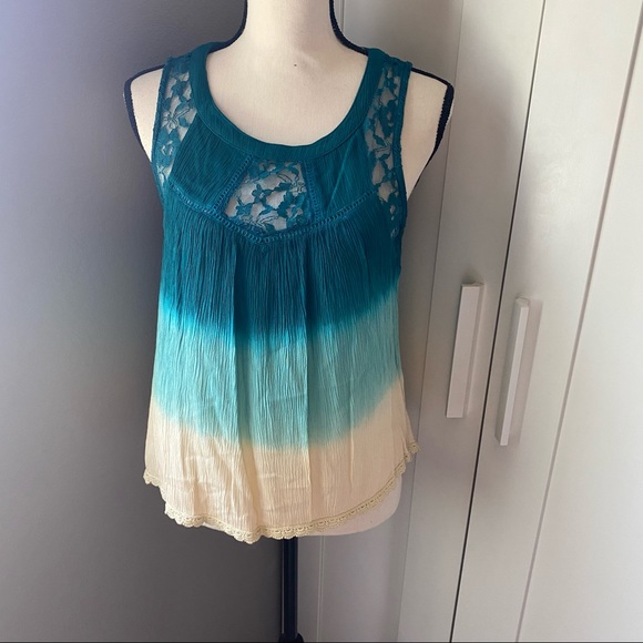 Patrons of Peace Ombré + Lace Tank Top Size M - Picture 4 of 8